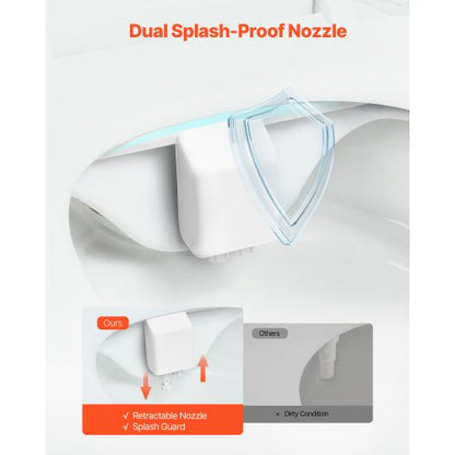 Toilet Bidet Accessories Non-Electric Dual Nozzles Adjustable Pressure