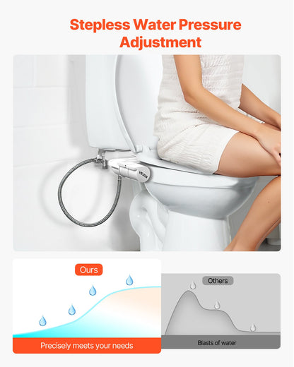 Bidet Attachment for Toilet, Self-Cleaning Bidet Toilet Seat Attachment - Dual Retractable Nozzles, Adjustable Water Pressure, Easily Installed Cold Water Sprayer for Rear Feminine Wash, White