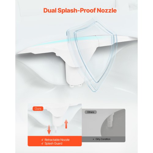 Bidet accessory for toilet 0.3" thin dual nozzles adjustable pressure