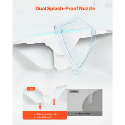 Bidet accessory for toilet 0.3" thin dual nozzles adjustable pressure