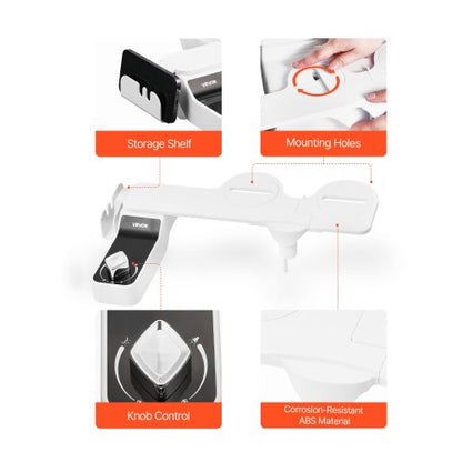 Bidet accessory for toilet 0.3" thin dual nozzles adjustable pressure