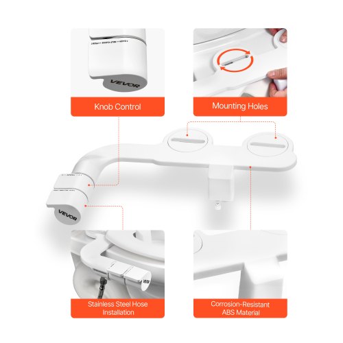 Bidétillbehör för toalett Självrengörande dubbla munstycken Justerbart tryck