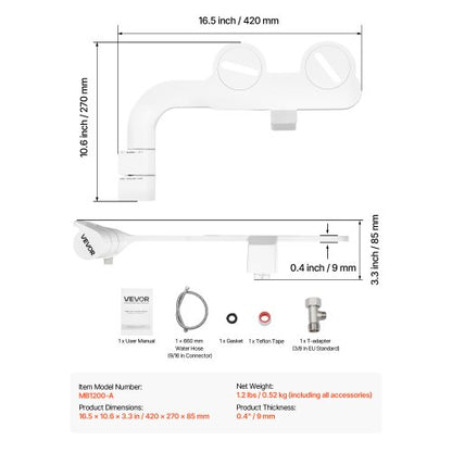 Bidétillbehör för toalett Självrengörande dubbla munstycken Justerbart tryck