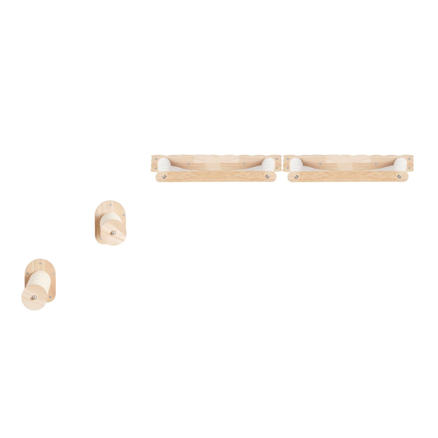 Wandmontiertes Katzenregal mit 2 Sprungpfosten und 2 Hängematten bis zu 18 kg