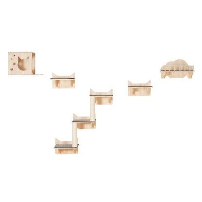 Katzenwandregal Baum mit Sprungbrettern Nestmöbel 5er Set