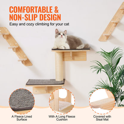 Wall Mounted Cat Shelves, Cat Wall Shelves and Perches with Jumping Boards, Cat Beds, Hammocks & Cat Tree, Cat Furniture and Shelves up to 40 lbs for Sleeping, Playing, Climbing, Set of 7