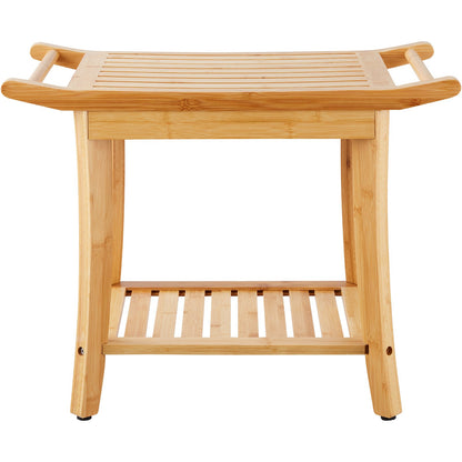 Bamboo shower bench 24 x 13.8 x 18.9 in shower stool chair for bathroom