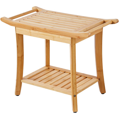 Bamboo shower bench 24 x 13.8 x 18.9 in shower stool chair for bathroom