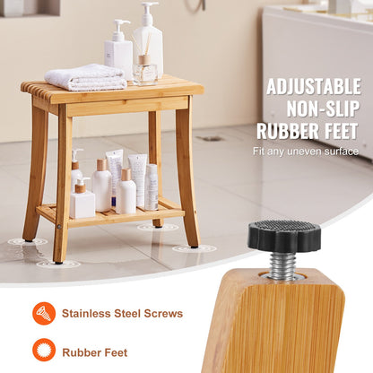 Bambus-Duschbank 19,1 x 11,3 x 18,3 Zoll Duschhocker Stuhl für Badezimmer