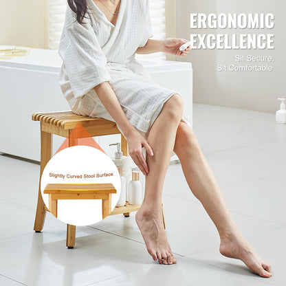 Bambus-Duschbank 19,1 x 11,3 x 18,3 Zoll Duschhocker Stuhl für Badezimmer