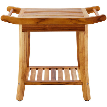 Teak shower bench 22 x 14.4 x 18.5 wooden shower stool chair for bathroom