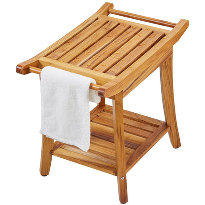 Teak shower bench 22 x 14.4 x 18.5 wooden shower stool chair for bathroom