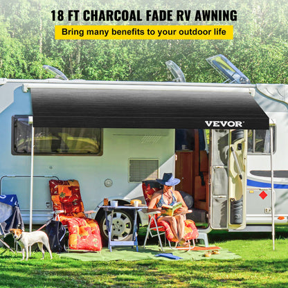 RV Markisenstoff RV Camper Trailer Ersatzstoff 18 ft Charcoal Fade