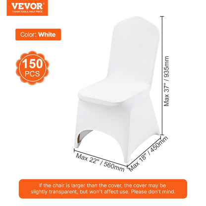 Stretch Spandex Folding Chair Covers, Universal Fitted Chair Cover, Removable Washable Protective Slipcovers, for Wedding, Holiday, Banquet, Party, Celebration, Dining (150PCS White)