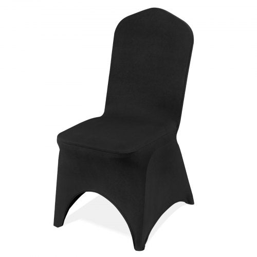 Stretch Spandex Folding Chair Covers, Universal Fitted Arched Front Cover, Removable Washable Protective Slipcovers, for Wedding, Holiday, Banquet, Party, Celebration, Dining (50PCS Black)