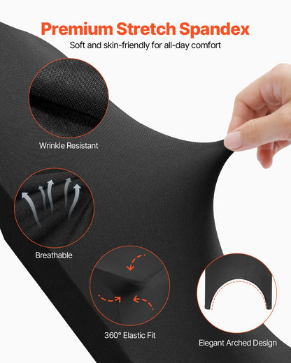 Stretch Spandex Folding Chair Covers, Universal Fitted Arched Front Cover, Removable Washable Protective Slipcovers, for Wedding, Holiday, Banquet, Party, Celebration, Dining (50PCS Black)