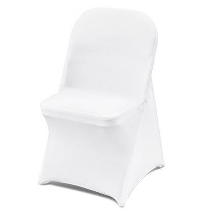 Stretch Spandex Folding Chair Covers, Universal Fitted Chair Cover, Removable Washable Protective Slipcovers, for Wedding, Holiday, Banquet, Party, Celebration, Dining (12PCS White)