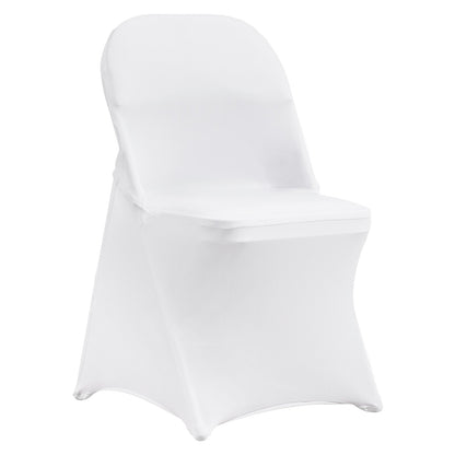 White Stretch Spandex Chair Covers - 30 Pcs, Foldable Kitchen Chair Covers, Universal Washable Slipcover Protector, Removable Chair Covers, for Wedding Party Dining Banquet Events