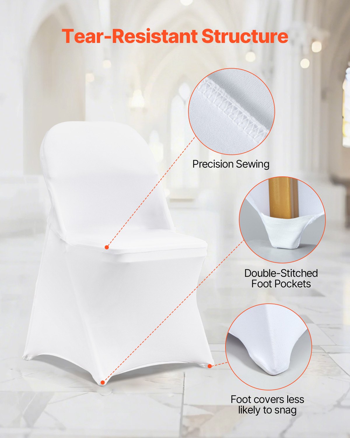 White Stretch Spandex Chair Covers - 30 PCS, Folding Kitchen Chairs Cover, Universal Washable Slipcovers Protector, Removable Chair Seat Covers, for Wedding Party Dining Room Banquet Event