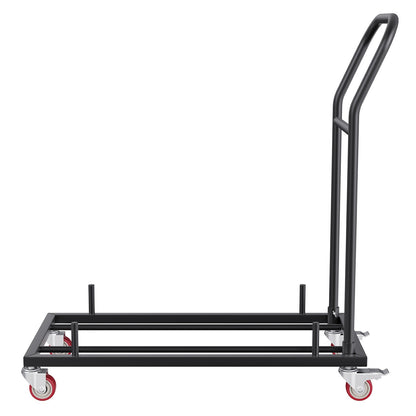 Hopfällbar stol Dolly, järnvagn med kapacitet för 12 stolar, hopfällbara stolar Rackvagn med 4 hjul, förvaringstransportdolly för platt stapling av plastharts och trästolar, svart