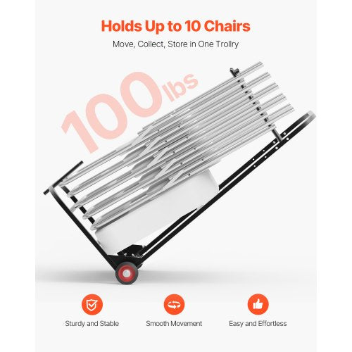 Klappbarer Stuhlwagen für 10 Stühle mit 100 kg Schiebestuhlwagen | EU