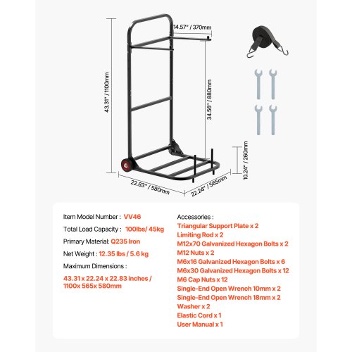 Klappbarer Stuhlwagen für 10 Stühle mit 100 kg Schiebestuhlwagen | EU