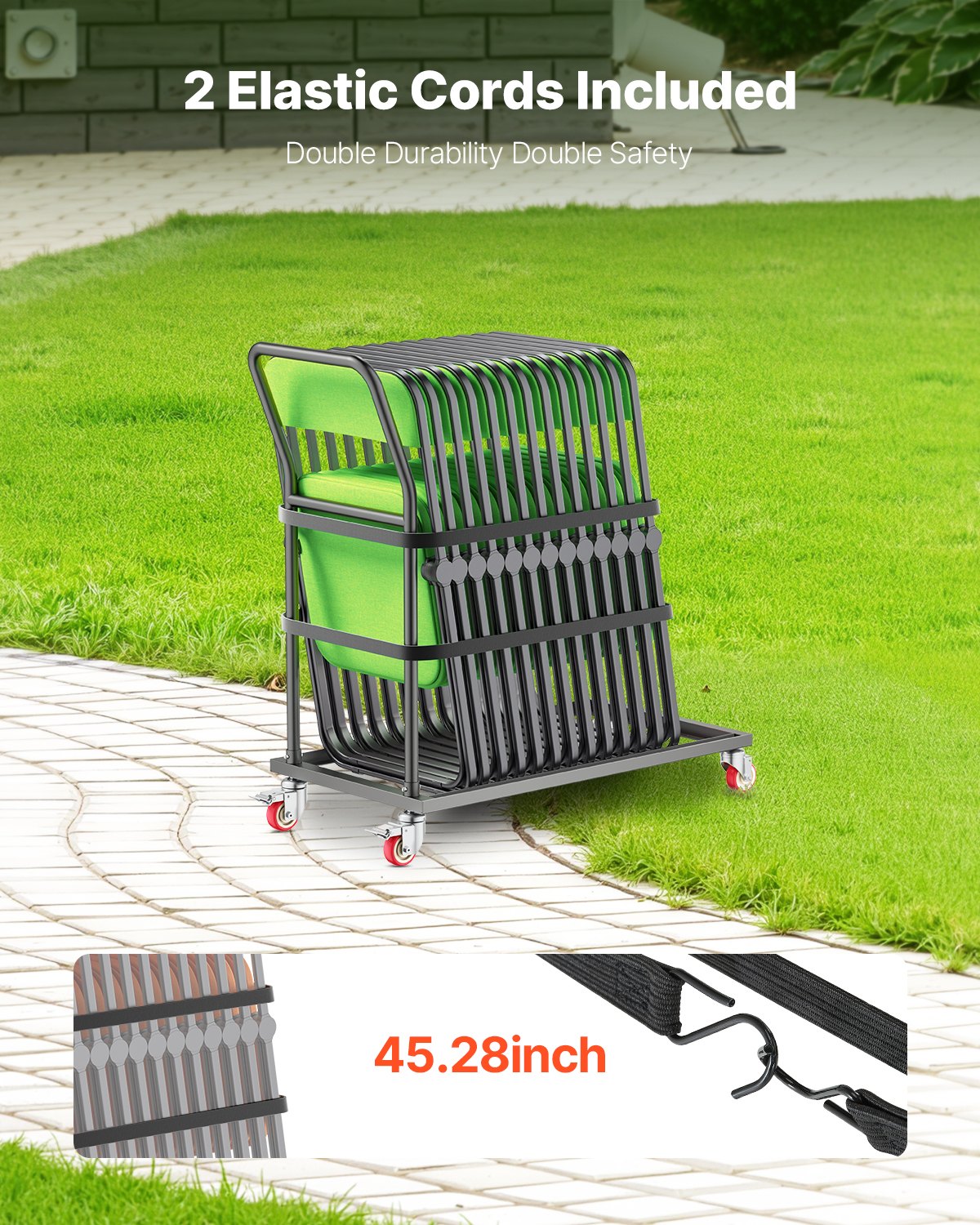 Hopfällbar stolsvagn för 25 stolar på 300 LBS L-form vertikal