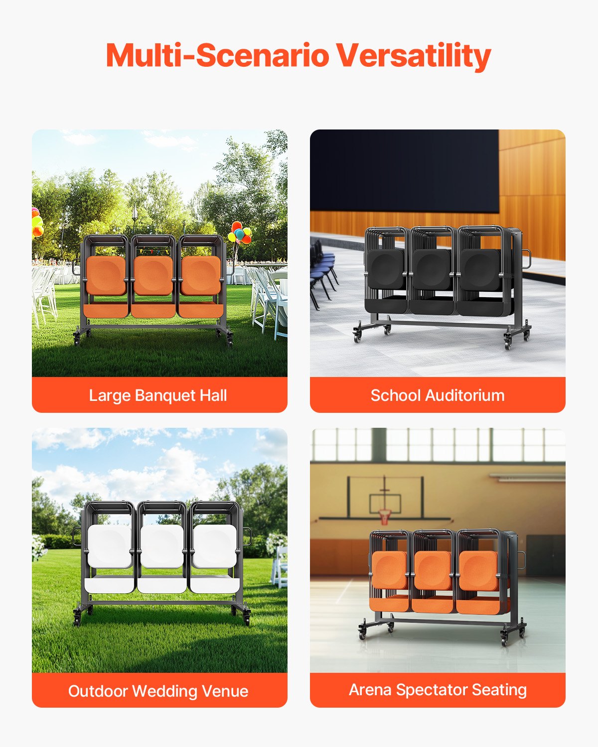 Klappbarer Stuhlwagen für 42 Stühle oder 12 Tische mit 400 Pfund und Rädern