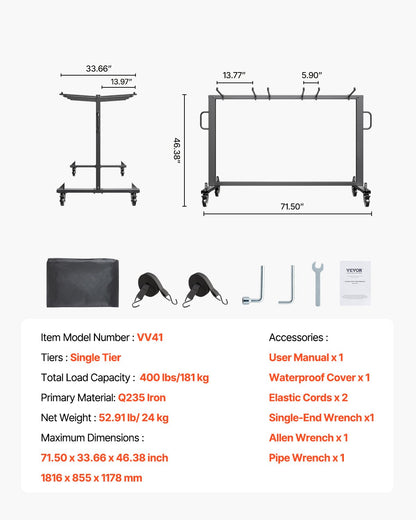 Klappbarer Stuhlwagen für 42 Stühle oder 12 Tische mit 400 Pfund und Rädern