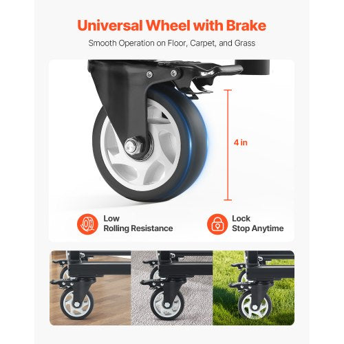 Klappbarer Stuhlwagen für 60 Stühle mit 500 kg Rädern/feststellbaren Rollen | EU