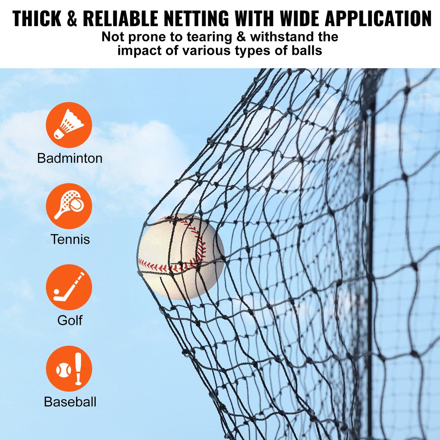 Baseball Batting Netting, Professional Softball Baseball Batting Hitting Training Net, Practice Portable Pitching Cage Net with Door & Carry Bag, Heavy Duty Enclosed PE Netting, 55FT (NET ONLY)
