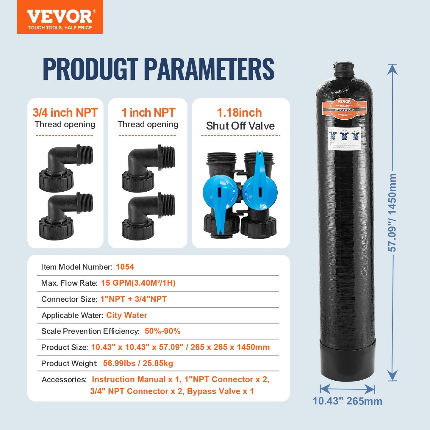 Whole House Salt-Free Descaling Agent Water Descaling System for 5-8 Person Family