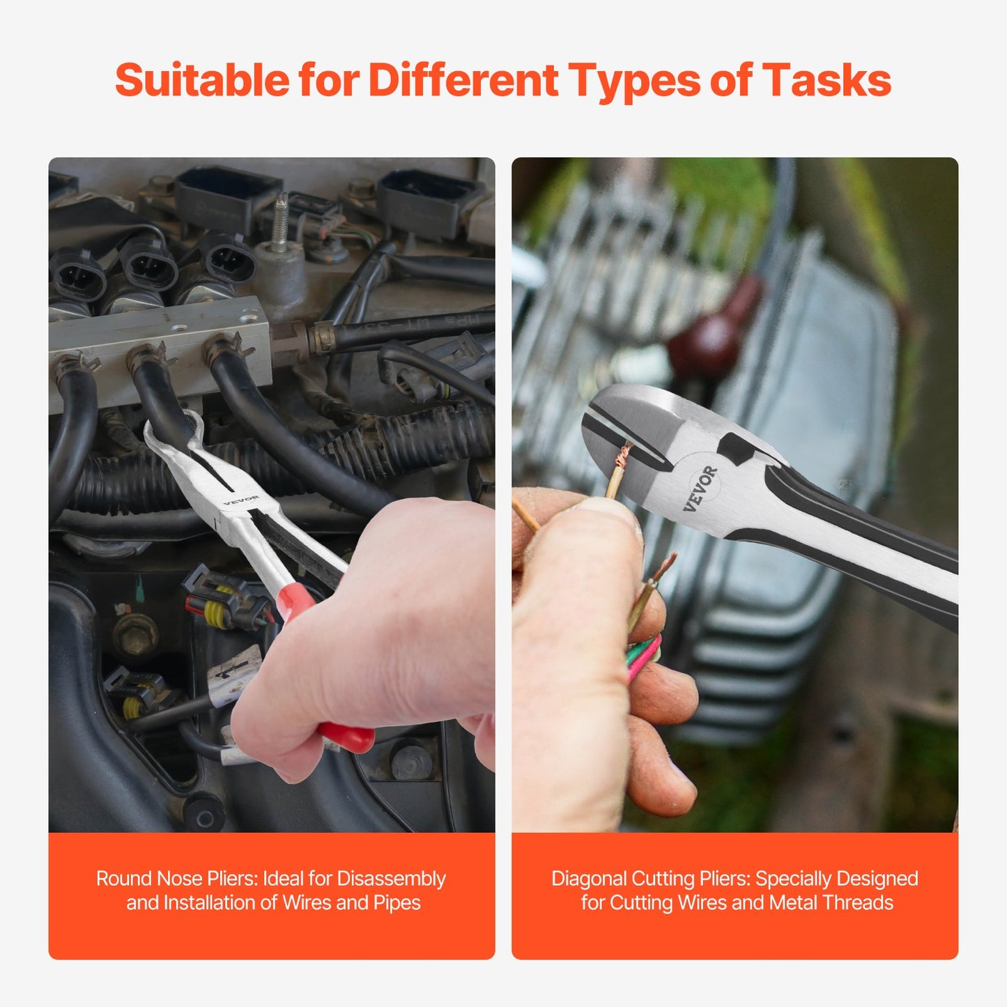 5-Piece Needle Nose Pliers, 11 in Long Needle Nose Pliers Set, Diagonal Cutting Pliers, 45°/ 90° Bent Nose Plier, Round Nose Plier, Long Nose Plier, Professional Pliers Set with Storage Bag