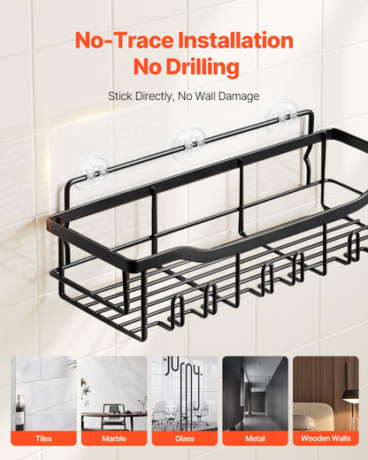 Shower Caddy, 5 Pack Adhesive Bathroom Shower Storage Organization Shelves Rack Set, 40 lbs Large Weight Capacity, with Soap and Toothbrush Holder, No Drilling for Bathroom, Kitchen, RV/Camper