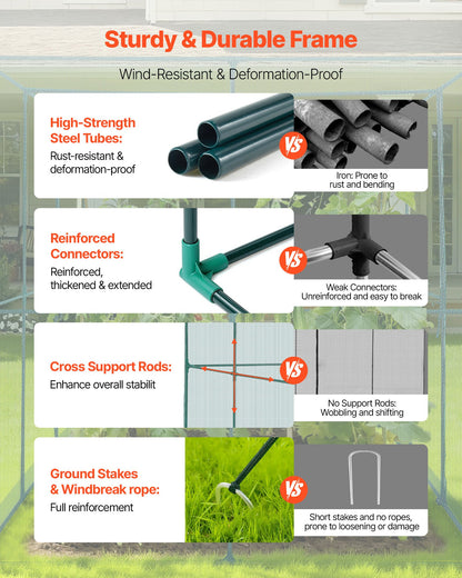 Crop Cage, 9.5 x 6.36 x 6.36 ft Plant Protection Tent with Zippered Door, Wind-Resistant Tall Crop Cage, Easy to Install, Outdoor Raised Bed Cover, Tomato Plant Netting for Garden Patio Lawn