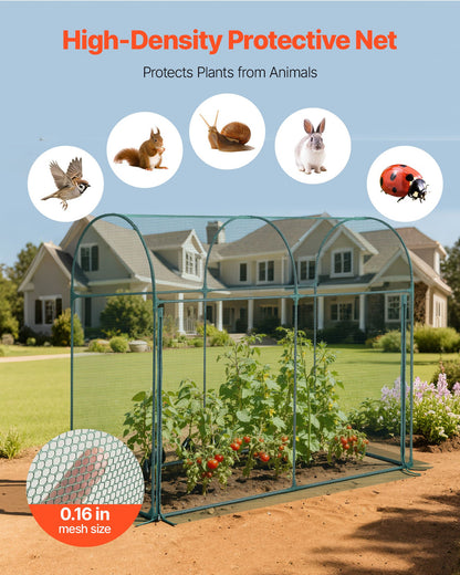 Crop Cage, 5.9 x 2.98 x 4.9 ft Plant Protection Tent with Zippered Door, Wind-Resistant Tall Crop Cage, Easy to Install, Outdoor Raised Bed Cover with Frame, Plant Netting for Garden Patio Lawn