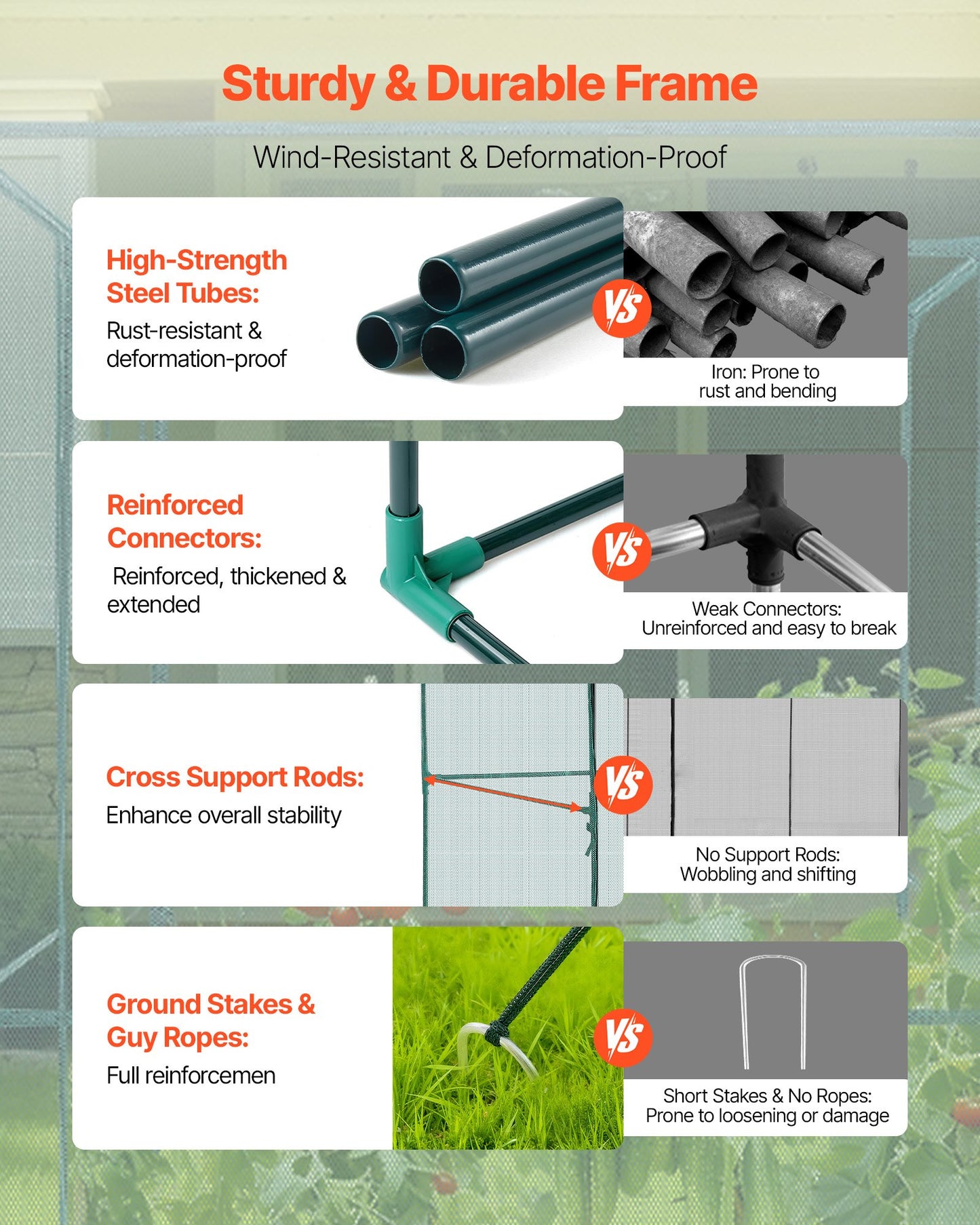 Crop Cage, 7.8 x 3.9 x 5.9 ft Plant Protection Tent with Zippered Door, Wind-Resistant Tall Crop Cage, Easy to Install, Outdoor Raised Bed Cover, Tomato Plant Netting for Garden Patio Lawn