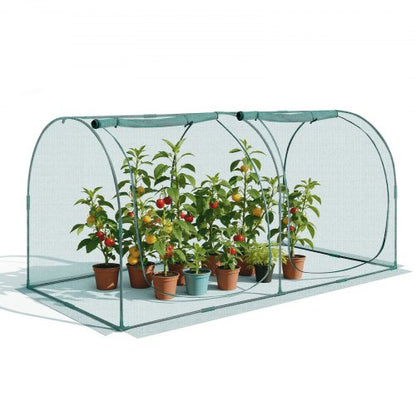 Crop Cage, 8.1 x 3.9 x 3.9 ft Plant Protection Tent with Zippered Door, Wind-Resistant Tall Crop Cage, Easy to Install, Outdoor Raised Bed Cover with Frame, Plant Netting for Garden Patio Lawn