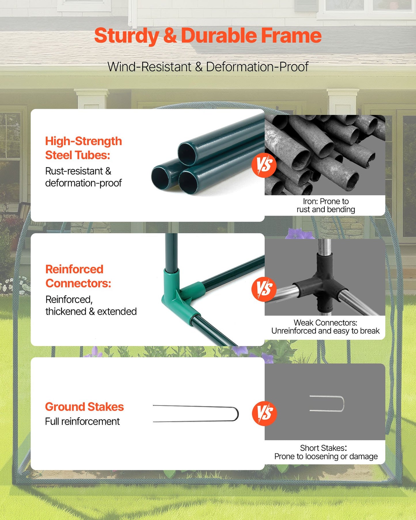 Crop Cage, 8.1 x 3.9 x 3.9 ft Plant Protection Tent with Zippered Door, Wind-Resistant Tall Crop Cage, Easy to Install, Outdoor Raised Bed Cover with Frame, Plant Netting for Garden Patio Lawn