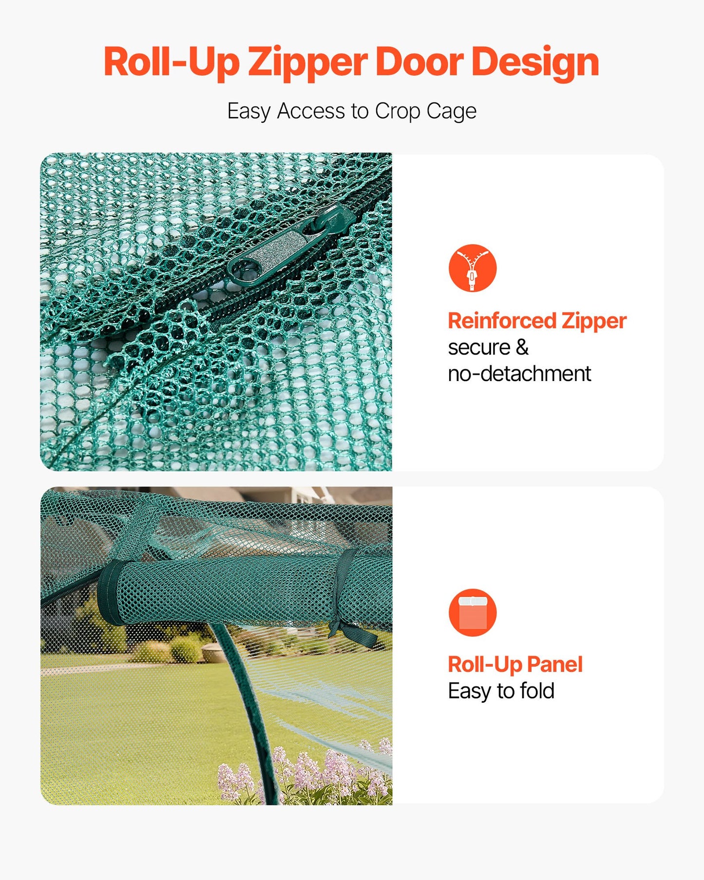 Crop Cage, 8.1 x 3.9 x 3.9 ft Plant Protection Tent with Zippered Door, Wind-Resistant Tall Crop Cage, Easy to Install, Outdoor Raised Bed Cover with Frame, Plant Netting for Garden Patio Lawn