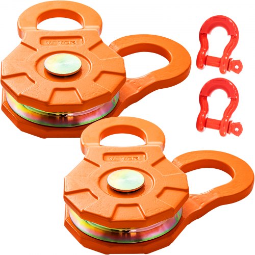 Snatch Block, 11T/25,000 LBS Working Load Limit, Heavy Duty Winch Pulley for 0.55\"/14 mm Synthetic Rope or Soft Shackles, Off-Road Recovery Accessories for Tractor, Truck, ATV & UTV, 2 Packs