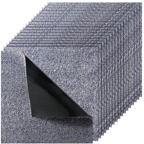 Carpet Tiles 18x18 inch, 10 Pack Carpet Square Rug Detachable & Damage-free, Self Adhesive Home Floor Soft Plush Padded for 22.5sq.ft Coverage, Easy DIY for Living Room & Bedroom, Gray