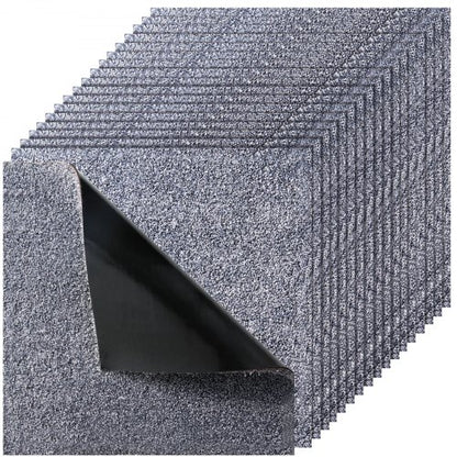 Carpet Tiles 18x18 inch, 10 Pack Carpet Square Rug Detachable & Damage-free, Self Adhesive Home Floor Soft Plush Padded for 22.5sq.ft Coverage, Easy DIY for Living Room & Bedroom, Gray