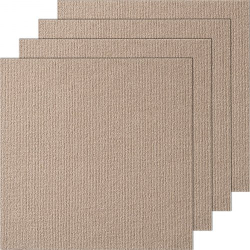 Carpet Tiles Peel and Stick, 18” x 18” Squares Self Adhesive Carpet Floor Tile, Soft Padded Carpet Tiles, Easy Install DIY for Bedroom Living Room Indoor Outdoor (10 Tiles, Light Brown)