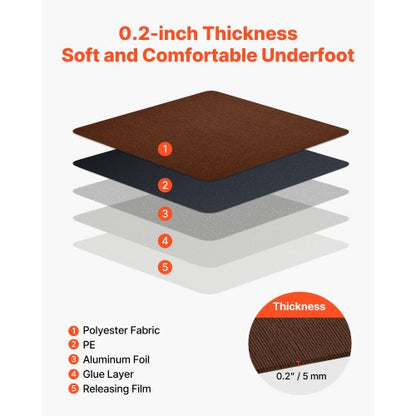 Teppichfliesen 610x610 mm 20 Stück Selbstklebende Teppiche Braun | EU