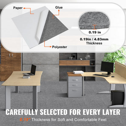 Carpet Tiles Peel and Stick, 24” x 24” Squares Self Adhesive Carpet Floor Tile, Soft Padded Carpet Tiles, Easy Install DIY for Bedroom Living Room Indoor Outdoor (9Tiles, Light Gray)