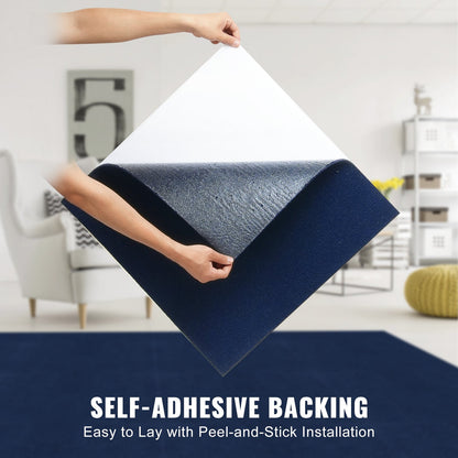Carpet Tiles Peel and Stick, 24” x 24” Squares Self Adhesive Carpet Floor Tile, Soft Padded Carpet Tiles, Easy Install DIY for Bedroom Living Room Indoor Outdoor (15Tiles, Dark Blue)