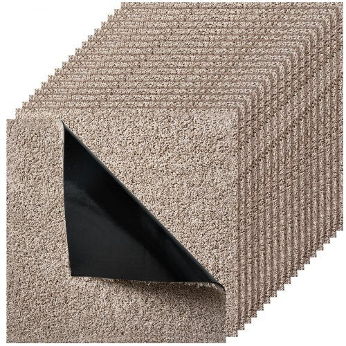 Carpet Tiles 18x18 inch, 10 Pack Carpet Square Rug Detachable & Damage-free, Self Adhesive Home Floor Soft Plush Padded for 22.5sq.ft Coverage, Easy DIY for Living Room & Bedroom, Light Brown