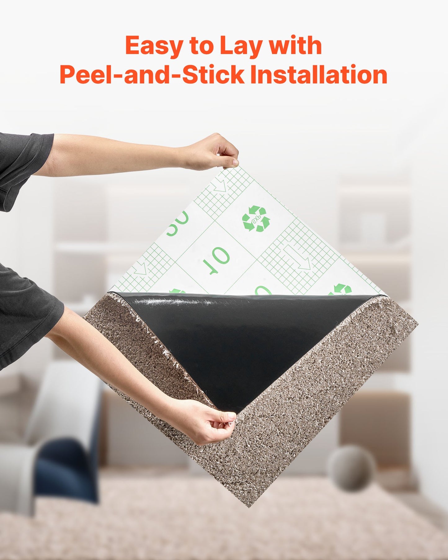 Carpet Tiles 18x18 inch, 10 Pack Carpet Square Rug Detachable & Damage-free, Self Adhesive Home Floor Soft Plush Padded for 22.5sq.ft Coverage, Easy DIY for Living Room & Bedroom, Light Brown
