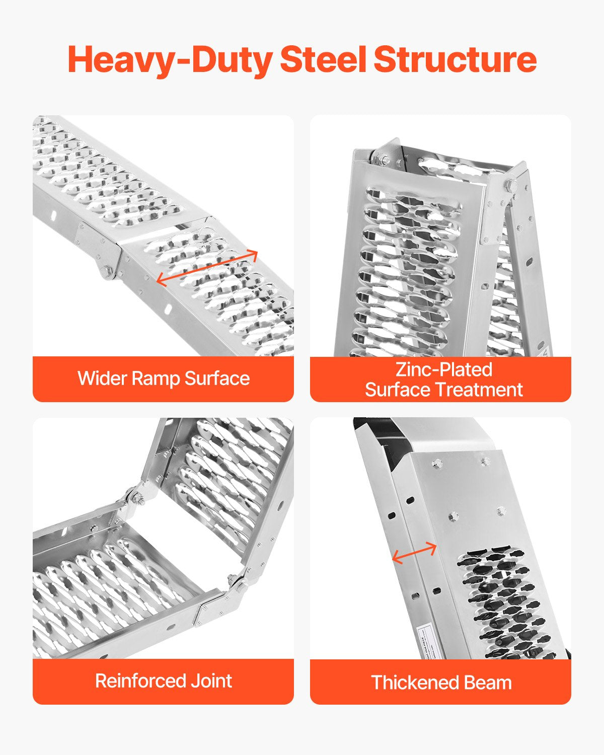 Aluminum Ramps, 1000 lbs, 2Pcs Heavy-duty Ramps with Wider Ramp Surface, Universal Stable Loading Ramp with Handles, Fit for ATV, UTV, Motorcycle, Electric Bicycle, etc.